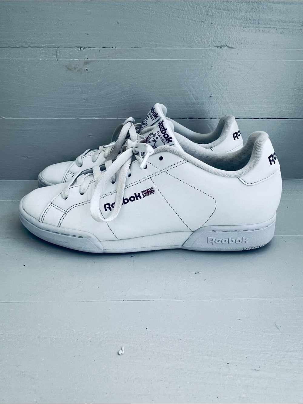 REEBOK SHOES MEN WHITE 7.5 SNEAKERS NPC II 1354 Classic